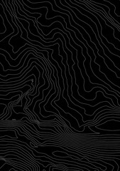 Fototapeta premium Curvas de nivel sobre fondo negro. Mapa topográfico