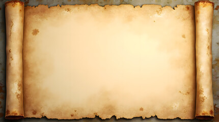 Vintage Blank Parchment Scroll Background with Burnt Edges and Antique Texture