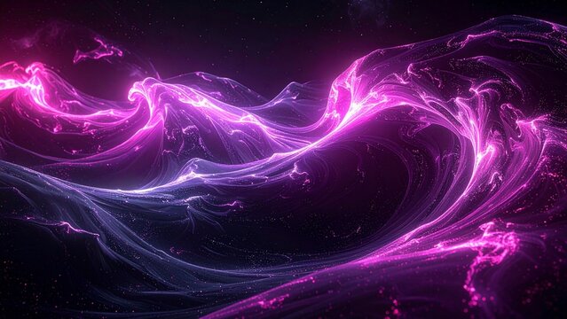 暗黒物質をイメージしたマゼンタの神秘的なエネルギー（宇宙・深淵・未知）
Mysterious magenta dark matter filaments in a dark void background