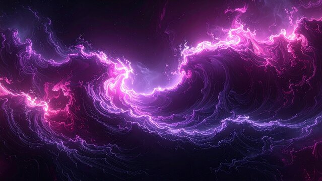 暗黒物質をイメージしたマゼンタの神秘的なエネルギー（宇宙・深淵・未知）
Mysterious magenta dark matter filaments in a dark void background