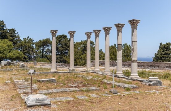 Ruins with columns, Former temple, Asklepieion, Kos, Dodecanese, Greece