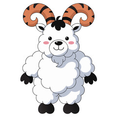 Fototapeta premium Cute Mountain Goat Cartoon Vector Illustration