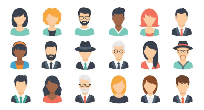 Diverse Group of People Avatars Representing Different Individuals.