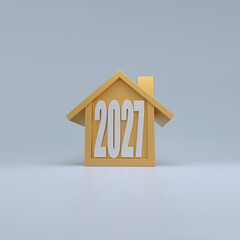 2027 year number inside golden house icon