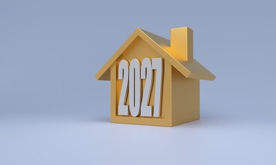 Golden house model showing year 2027 concept