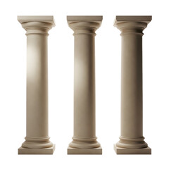 Obraz premium Three white columns isolated on transparent background