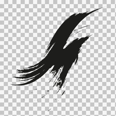 Black brushstroke in a grunge style. A striking brushstroke with a jagged edge, streaks, and visual depth. An artistic brushstroke with a dynamic shape and chaotic texture. © Oleksandr