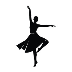 Elegant silhouette of a ballerina in mid pose capturing graceful movement and artistic expression on a clean white background with dramatic lighting © vecmagic
