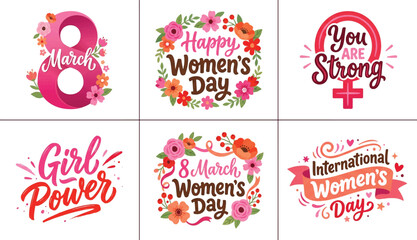 Fototapeta premium International Women's Day Greeting Badge Set