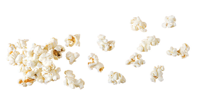Popcorn isolated on a white background. Selective focus.