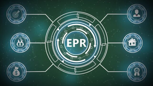 Modern Digital Technology Interface Displaying EPR System Data Integration and Enterprise Resource Planning Information Visualization Concept 4K Interface Animation