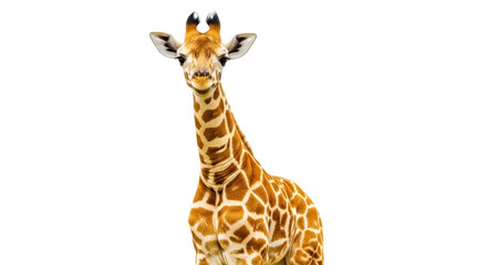 Isolated giraffe standing upright on its own animal wildlife with spotted coat pattern © Marigold
