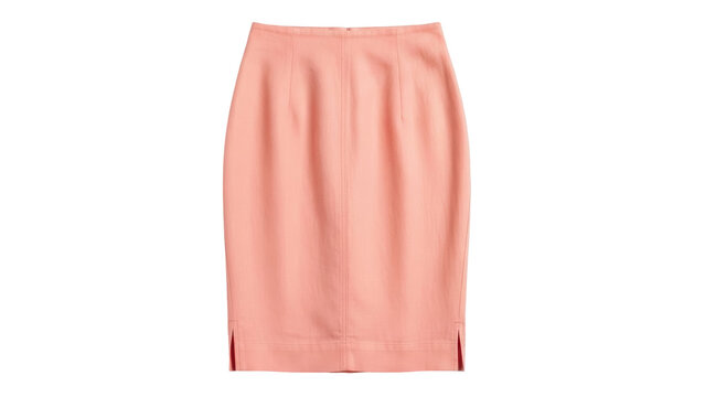 Isolated salmon-colored pencil skirt with a hem that ends just below the knee for women