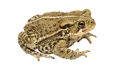 Fototapeta premium Isolated brown warty toad, facing the camera, amphibians in nature and wildlife