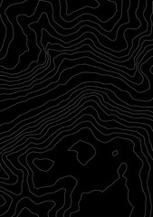 Fototapeta premium Curvas de nivel sobre fondo negro. Mapa topográfico