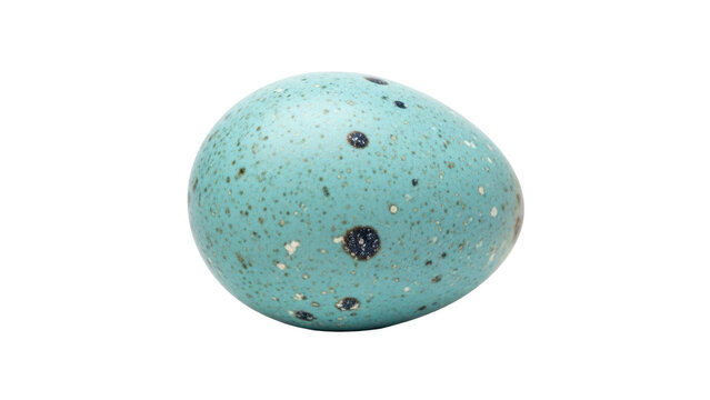 Isolated speckled bird egg closeup for easter season and other themes. Light blue color