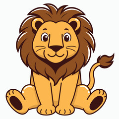 Fototapeta premium Cute Lion Cartoon Jungle King Vector Illustration