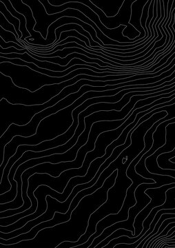 Curvas de nivel sobre fondo negro. Mapa topogr&aacute;fico