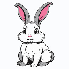 Obraz premium Cute Rabbit Bunny Cartoon Vector Illustration