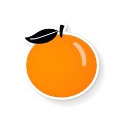 A vibrant orange with a single leaf attached, showcasing its bright color and texture.