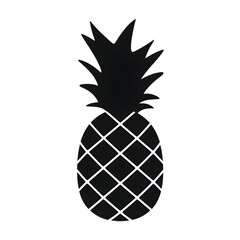 A black and white illustration of a pineapple with a spiky crown