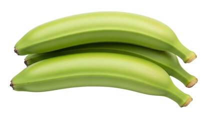 Isolated trio of ripe green plantains ready to cook for a popular side dish or meal © Anneliese