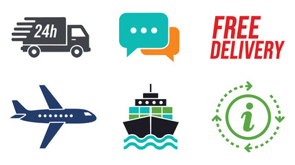 A graphic illustration of various free delivery transportation options and services