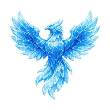 PNG Majestic blue phoenix illustration.