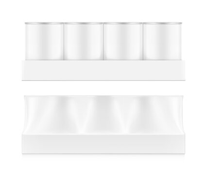 Hight realistic tin can wrap shrink multipack 4x3 mockup for food. Vector illustration isolated on white and background. Easy to use for presentation your product, idea, design. EPS10.