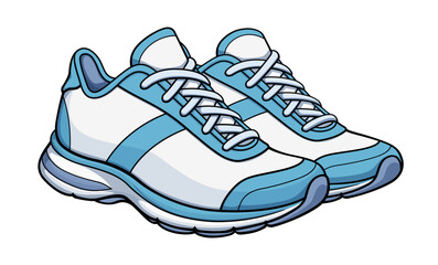 classic running sport shoes pair white and blue isolated on transparent background cartoon vector image