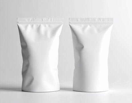 Realistic 3d mockup of a white vertical snack bag or coffe pouch