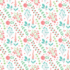 seamless pattern with berries and flowers