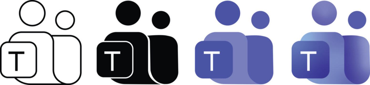 Microsoft Teams logo icon. updated Microsoft team logotype. MS team icon. Collection of Microsoft Teams logo vector set, scalable icons in high quality 