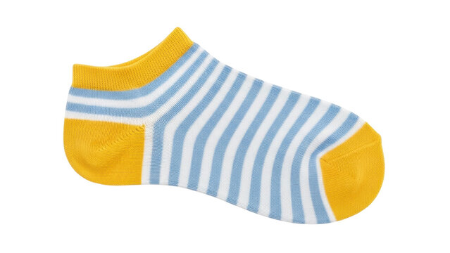 Isolated sock with blue and white stripes for kids, comfortable casual wear, cotton blend