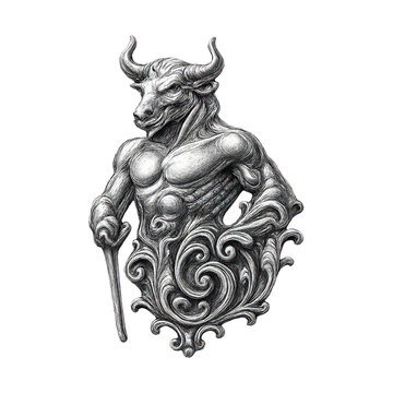 PNG Intricate minotaur illustration art