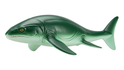 Obraz premium Isolated fishlike creature, prehistoric aquatic tetrapod, green sea monster, creature illustration
