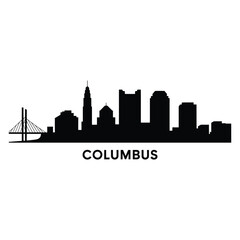 Fototapeta premium A black silhouette skyline illustration of columbus ohio with bridge
