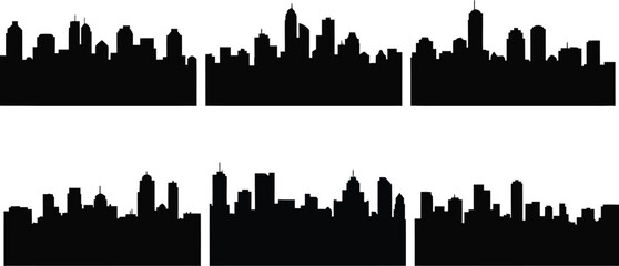 Obraz premium Business and office equipment silhouette set, featuring computer, briefcase, documents, telephone and folder icons.