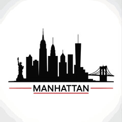 Obraz premium New york city skyline featuring the statue of liberty and brooklyn bridge