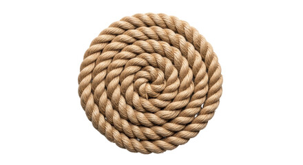 Isolated braided coiled rope circle, nautical equipment, decorative material, craft object © Cedric