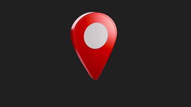 Navigational Beacon: A radiant red location pin, poised against a deep charcoal background, beckons with a sense of place and discovery.