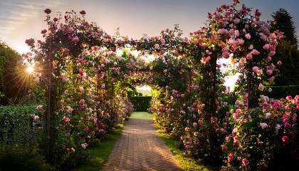 sprawling garden silhouettes filled with delicate climbing roses
