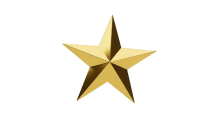 Fototapeta premium Isolated golden star shape glistening with light reflecting off metallic surface, glitz