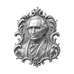 PNG Intricate vintage portrait engraving design.