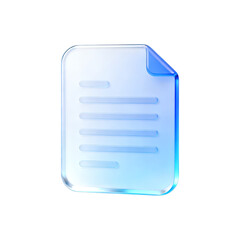 3d rendered icon of abstract glossy glass page symbol