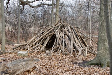homemade stick fort build tepee hut