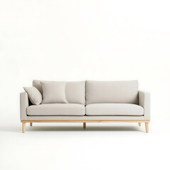 Luxurious Fabric Sofa with Oak Base and Accent Pillows - Modern Scandinavian Living Room