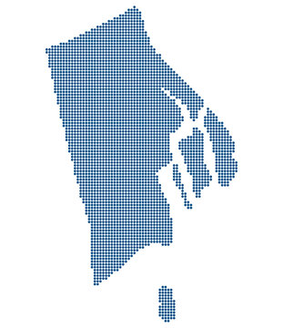 Rhode Island Blue Dotted Map for Blue Economy Technology Cluster and SmartBay Infrastructure