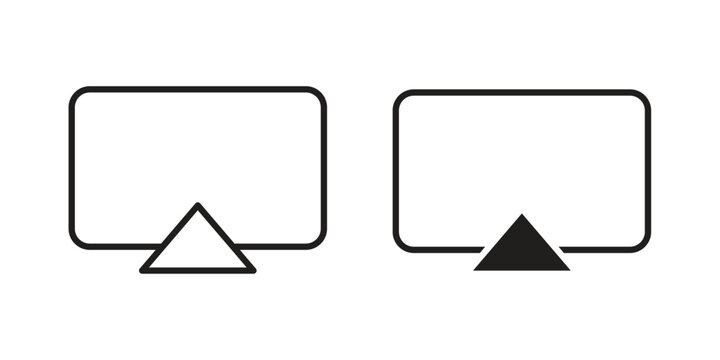 Airplay icon vector pack. Thin linear and black flat style.