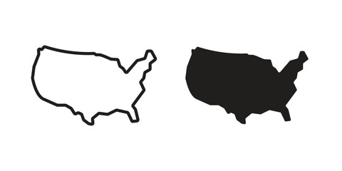 America map icon vector pack. Thin linear and black flat style. © Ch